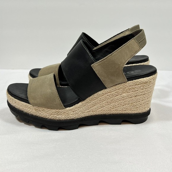 Sorel Black and Tan Wedge Sandals - Picture 4 of 10
